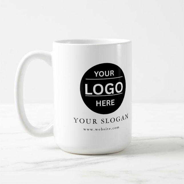 Caneca De Café Custom Modern Business Logo Branded Coffee Mug (Esquerda)