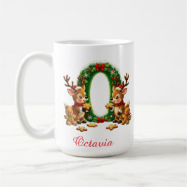 Caneca De Café Custom Monogram initial O merry Christmas