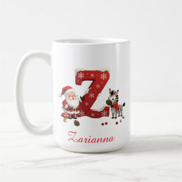 Caneca De Café Custom Monogram initial Z merry Christmas