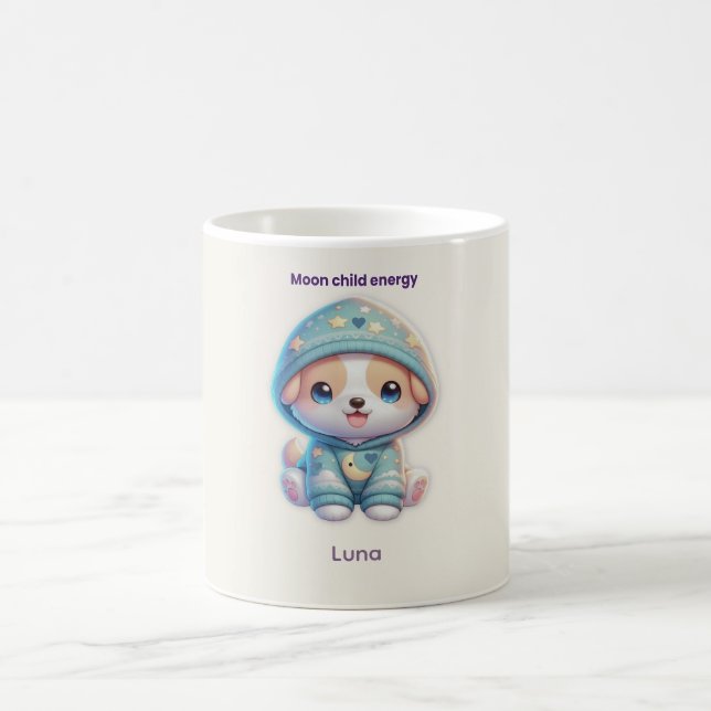 Caneca De Café Custom Moon Child Energy Dog Mug (Centro)