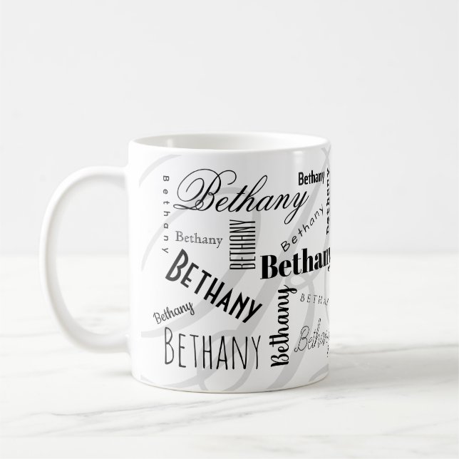 Caneca De Café Custom Name Bethany Black White Coffee Mug (Esquerda)