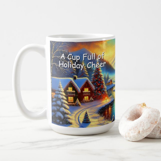 Caneca De Café Custom Name Christmas Cabin Mug  (Com Donut)