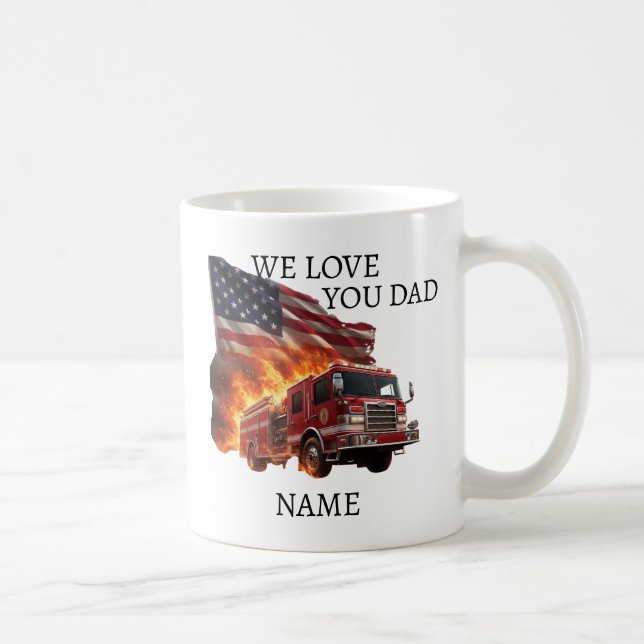 Caneca De Café Custom Name Dramatic Hero Firefighter Mug (Direita)