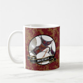 Caneca De Café Custom Name Drummer Christmas Drum Kit Music Mug