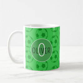 Caneca De Café Custom Name Kids Soccer Ball Green
