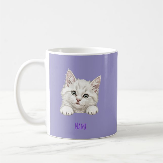 Caneca De Café Custom Name Personalized Kitten Art Gift (Esquerda)