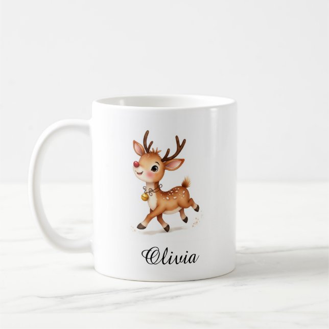Caneca De Café Custom Name Reindeer Coffee Mug - Personalized (Esquerda)