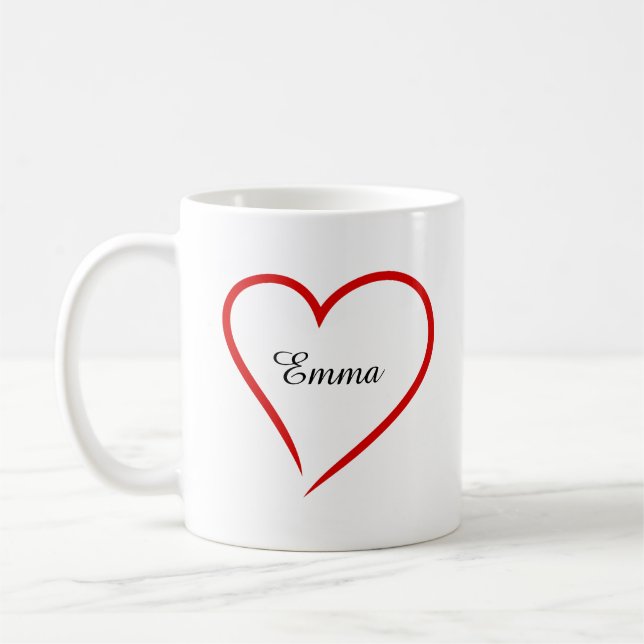 Caneca De Café Custom Name with Heart –  Valentine's Day  (Esquerda)