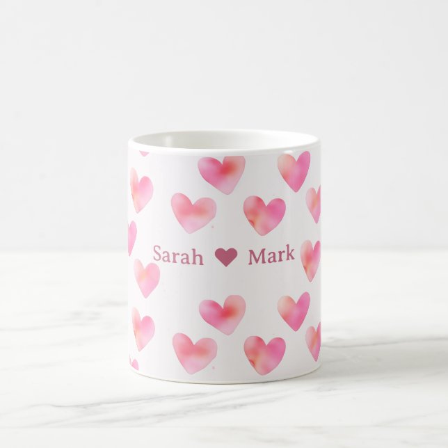 Caneca De Café Custom Names Romantic Pink Love Design -  (Centro)