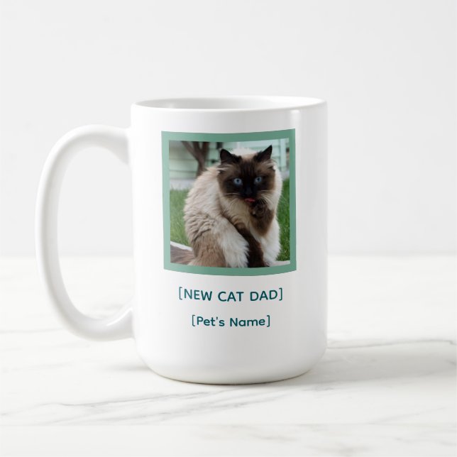 Caneca De Café Custom New Cat Dad Mug | Pet Photo Gift (Esquerda)