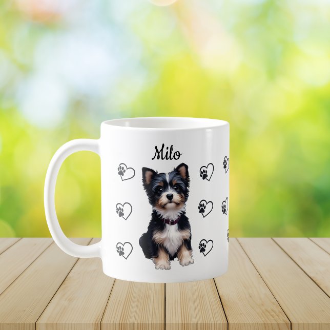 Caneca De Café Custom Pet Dog Hearts Paws Coffee Mug (Criador carregado)