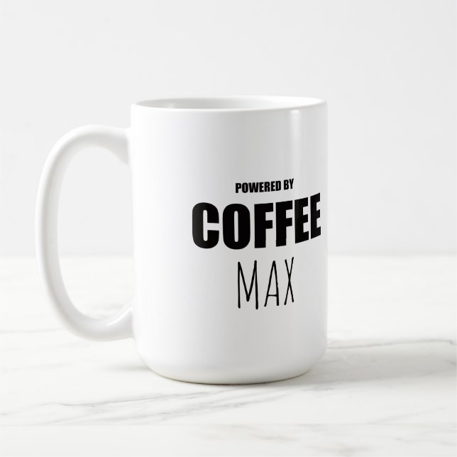 Caneca De Café Custom Pet Name Coffee Mug | Powered by Coffee and (Esquerda)