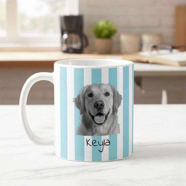 Caneca De Café Custom Pet Striped Mug Using Pet Photo (Criador carregado)