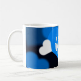 Caneca De Café Custom Photo Coffee Mug with Blue Heart Design