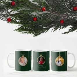 Caneca De Café custom photo collage Merry Christmas bauble