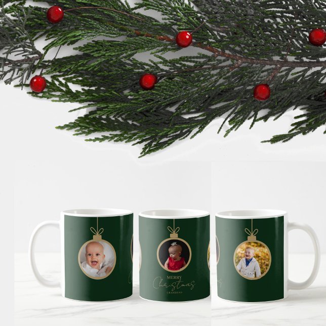 Caneca De Café custom photo collage Merry Christmas bauble (Criador carregado)