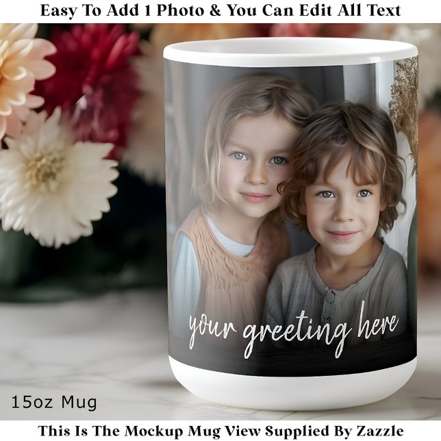 Caneca De Café Custom Photo Mug Family, Modern One Photo Easy (Criador carregado)