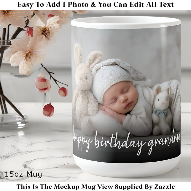 Caneca De Café Custom Photo Mug Grandma, Modern One Photo Easy (Criador carregado)