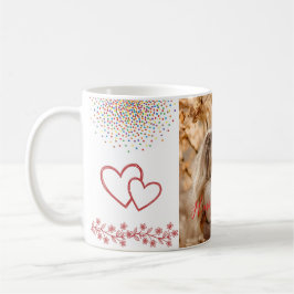 Caneca De Café Custom Photo Valentine's Day Red Hearts & Florals