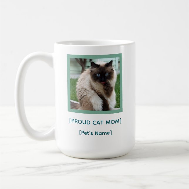 Caneca De Café Custom Proud Cat Mom Mug | Pet Photo Gift (Esquerda)