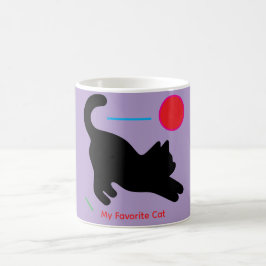 Caneca De Café Custom Purple Coffee Mug with Black Cat