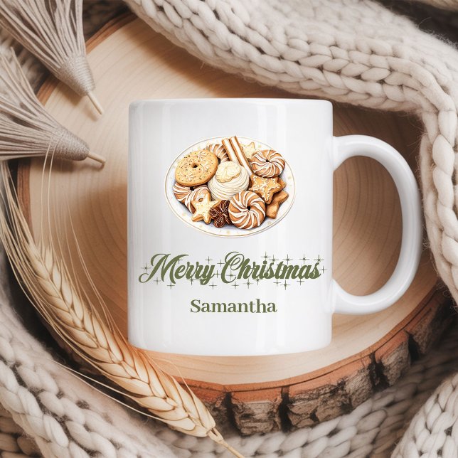 Caneca De Café Custom Scandinavian Holiday Mug with Name (Personalized Earthy Christmas Coffee Mug)