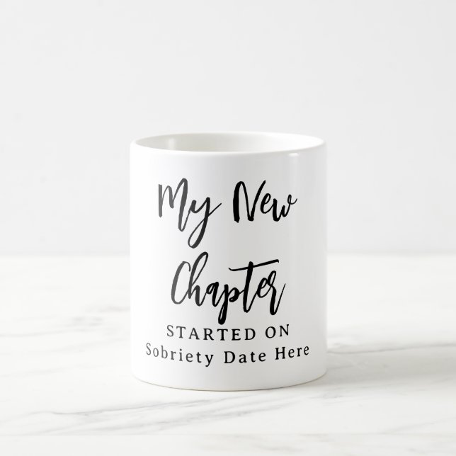 Caneca De Café Custom Sobriety Mug – “My New Chapter Started On”  (Centro)