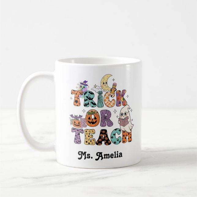 Caneca De Café Custom Teacher Mug, Custom Teacher Gift, Halloween (Esquerda)