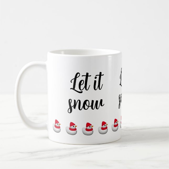 Caneca De Café Custom Text Cute Little Snowduck | Snowman winter (Esquerda)