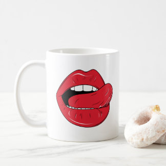 Caneca De Café Custom Text Funny Red Lips Cartoon Mouth