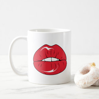 Caneca De Café Custom Text Funny Red Lips Cartoon Mouth