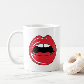 Caneca De Café Custom Text Funny Red Lips Cartoon Mouth