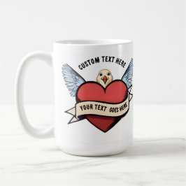 Caneca De Café Custom Text | Heart Funny Seagull Tattoo
