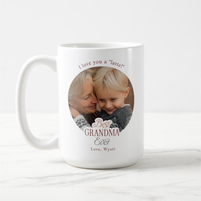 Caneca De Café Custom Text Photo Best Grandma Ever (Esquerda)