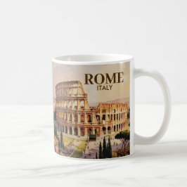 Caneca De Café Custom Text Rome Italy Colosseum Retro Watercolor