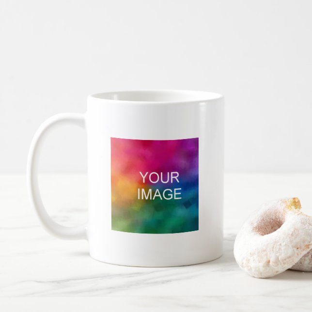 Caneca De Café Custom Upload Your Photo Image Here Template (Com Donut)