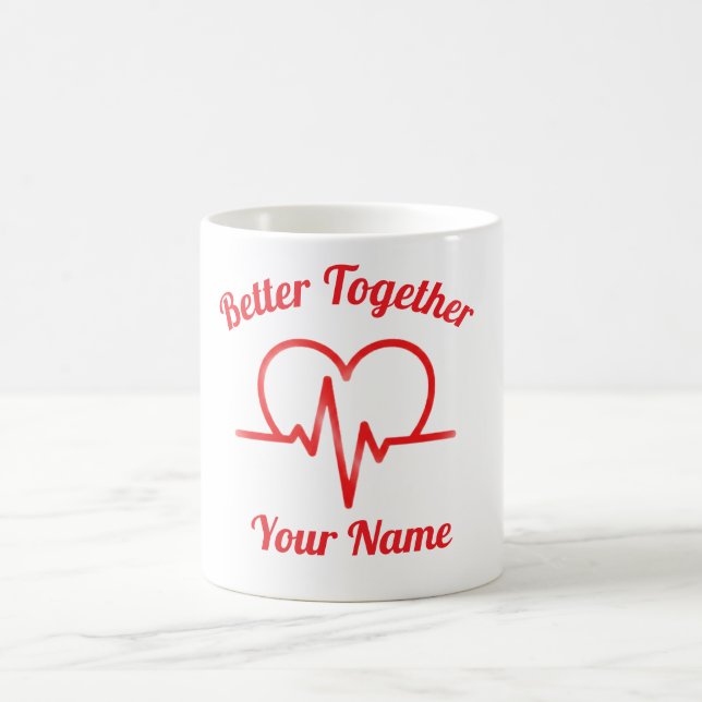 Caneca De Café Custom Valentine’s day Heartbeat  Mug Personalized (Centro)