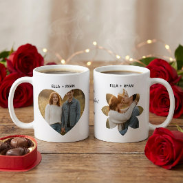 Caneca De Café Custom Valentine's Day Heart & Flower Photo 