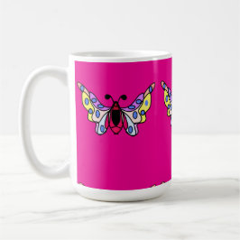 Caneca De Café Custom Vibrant Modern Folk Butterfly Art