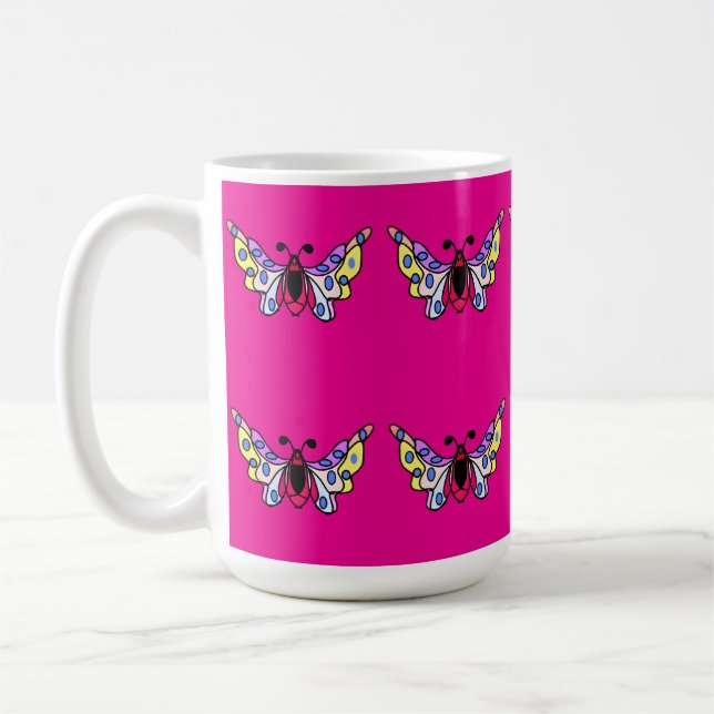 Caneca De Café Custom Vibrant Modern Folk Butterfly Art (Esquerda)