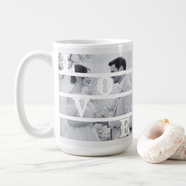 Caneca De Café Custom Wedding Photo "LOVE" (Com Donut)