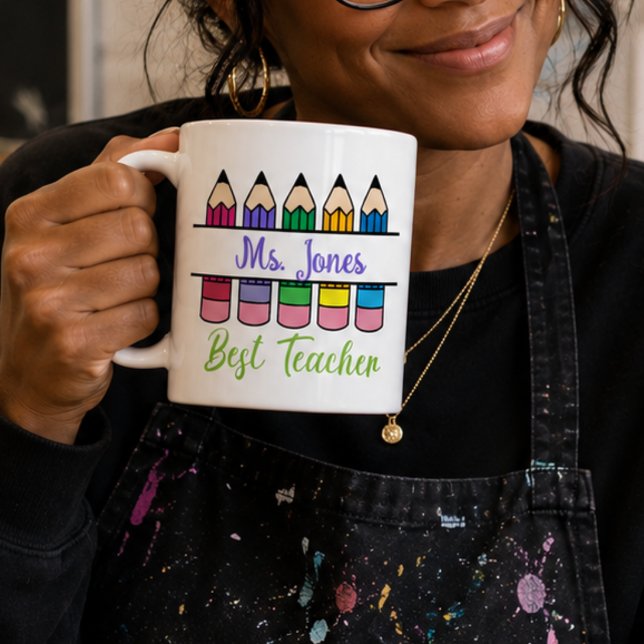 Caneca De Café Customizable Best Teacher Appreciation (Criador carregado)