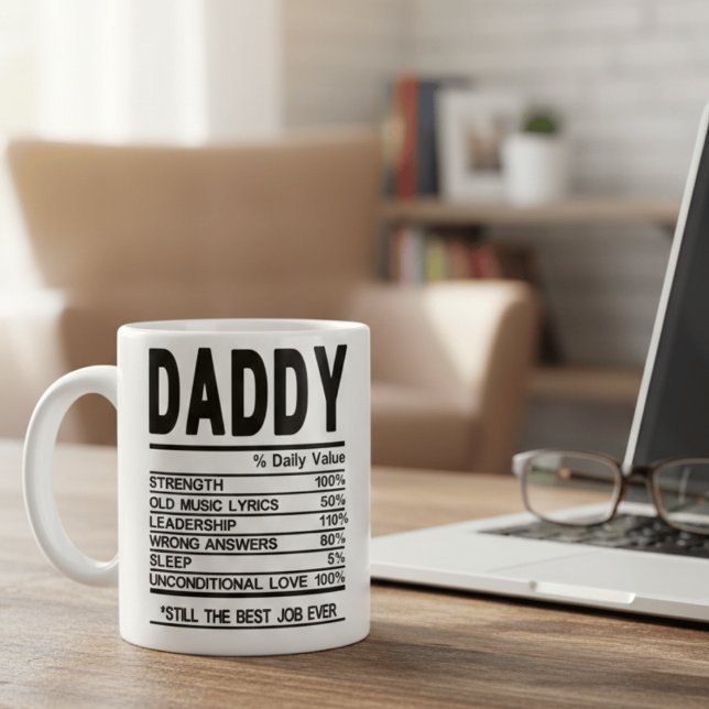 Caneca De Café Customizable Daddy Nutritional Facts Mug Personali (Criador carregado)