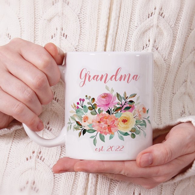 Caneca De Café CUSTOMIZABLE Grandma Date - First time Grandma (Criador carregado)