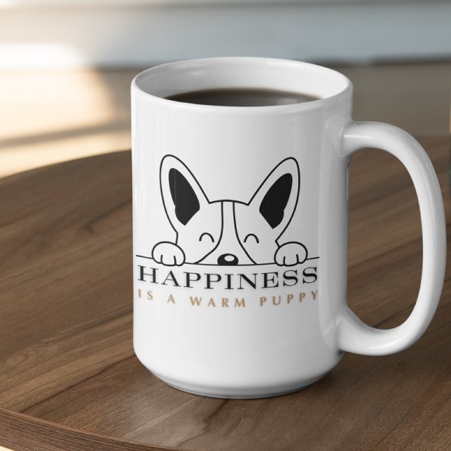 Caneca De Café Customizable Happiness is warm puppy (Criador carregado)