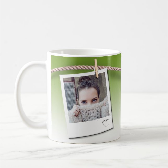 Caneca De Café Customizable mug, photo frame, green background (Esquerda)