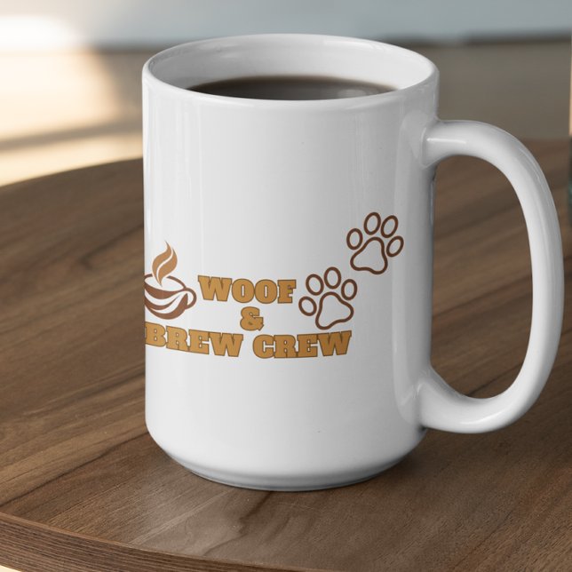 Caneca De Café Customizable Woof and Brew Crew (Criador carregado)