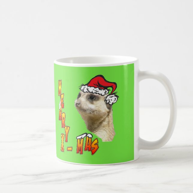 Caneca de café customizável de Meerkat do Natal (Direita)