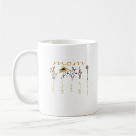Caneca De Café Customized mom children name flower