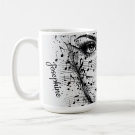 Caneca De Café Customized Music Sheet Face Art Black White Artist